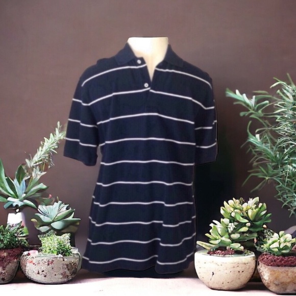 Merona Blue & White Striped Polo - Picture 1 of 6